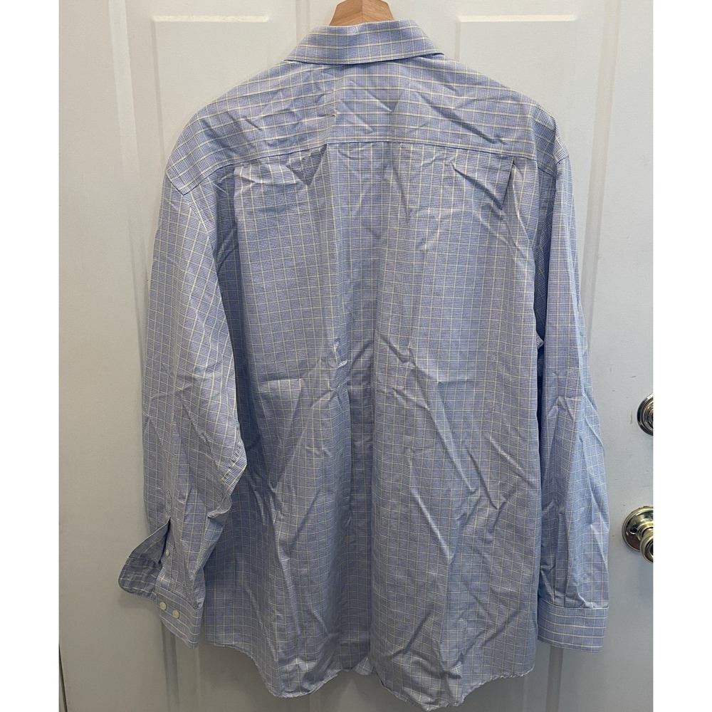 Pronto Uomo Yellow & Blue‎ Grid Plaid Cotton Long Sleeve Shirt 17.5 x 34/35 - Picture 4 of 5